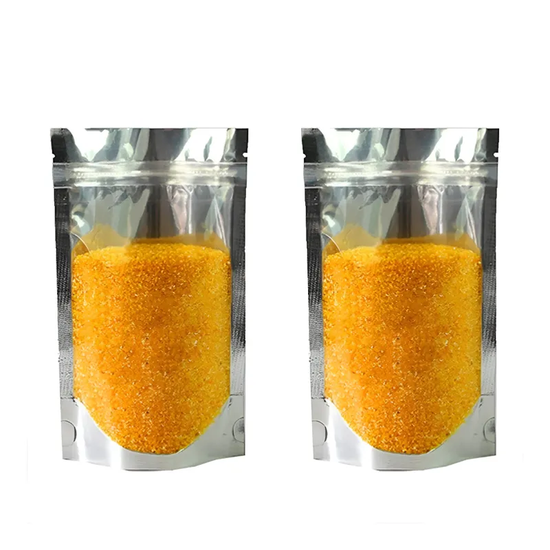 POCHEON 50 Pcs, 350gm Transparent Front/Silver Back Standup Pouches with Zipper for Storing Foods like Nut-Fruit