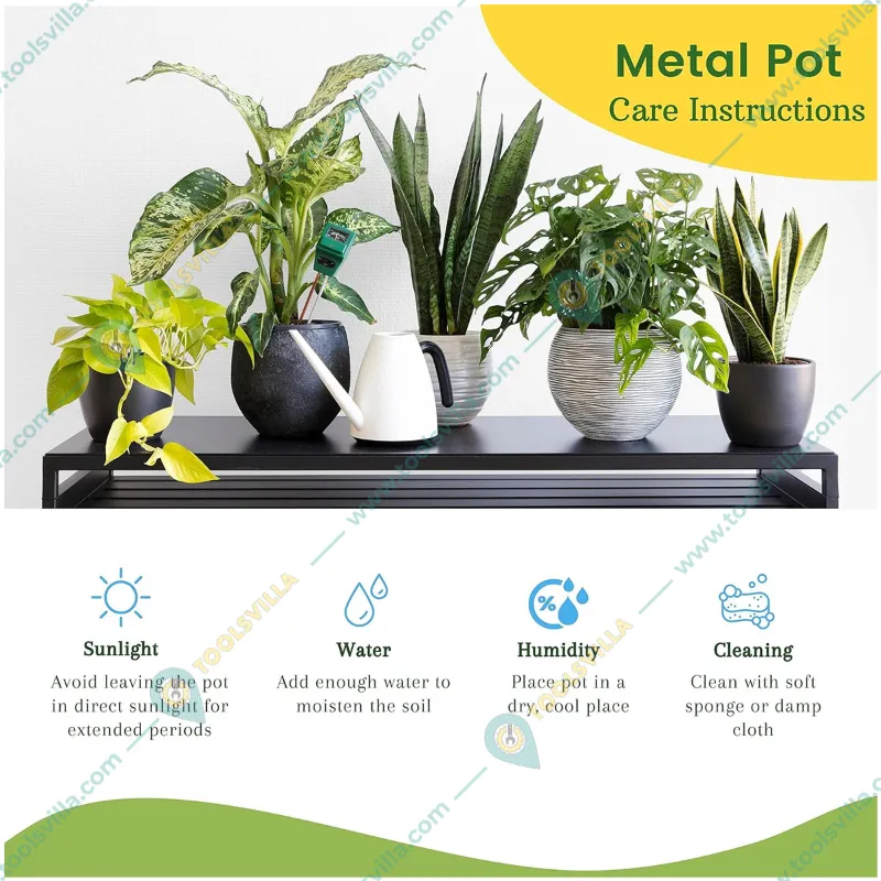 Ecofynd Stylish, Contemporary White Metal Planter Pots with Golden Stand (2 Piece Set)