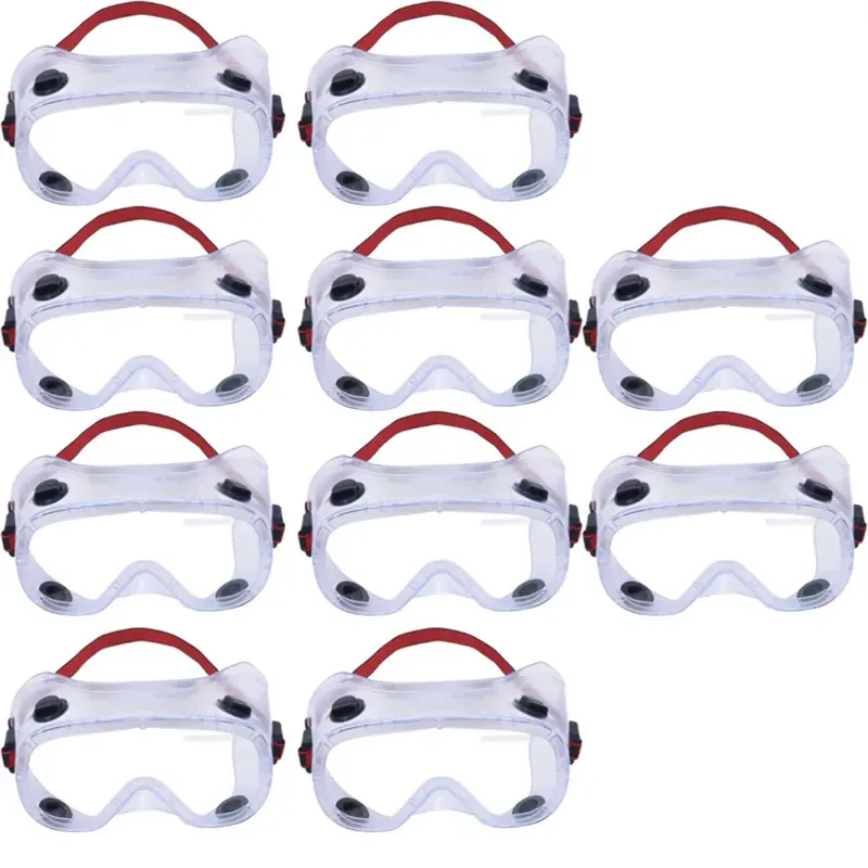 Super Safety Wrap Around Safety Goggles With Adjustable Elastic Head Band - Pack of 10