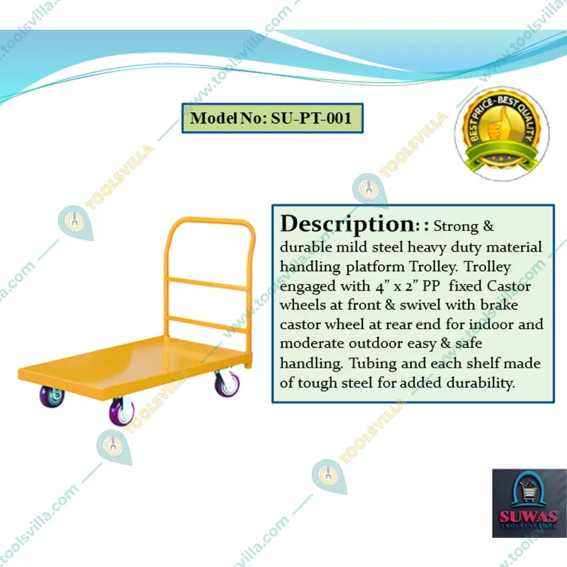 Suwas Trolley 400 kg Load Capacity Platform Trolley With 1 Year Warranty 