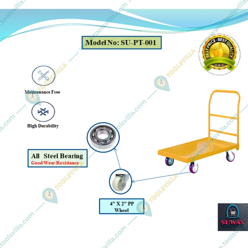 Suwas Trolley 400 kg Load Capacity Platform Trolley With 1 Year Warranty 
