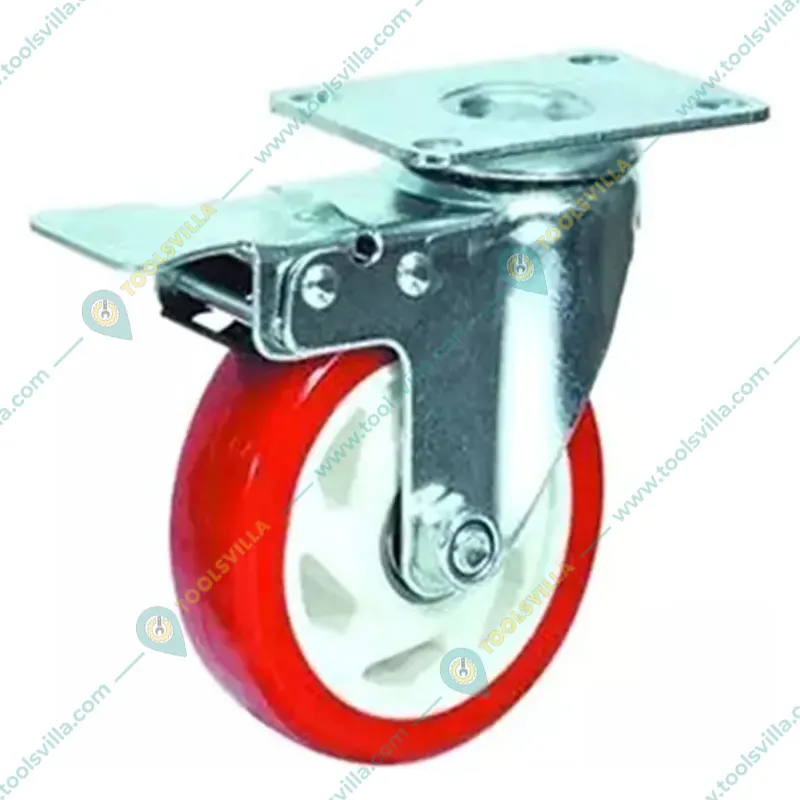 Suwas Trolley 4 Pcs 4” x 1.25”, 100Kg. Loading Capacity PU Swivel With Brake Castor Wheel (4x1.25-100-BR-PU)