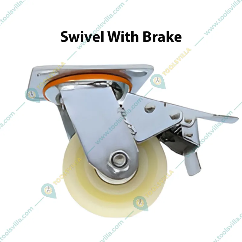  Suwas Trolley 4 x 2 Inch Pack Of 4 Nylon Caster Wheel With 1200 Kg Load Capacity (2 Fixed and 2 Swivel With Brake ) | 6 Months Warranty
