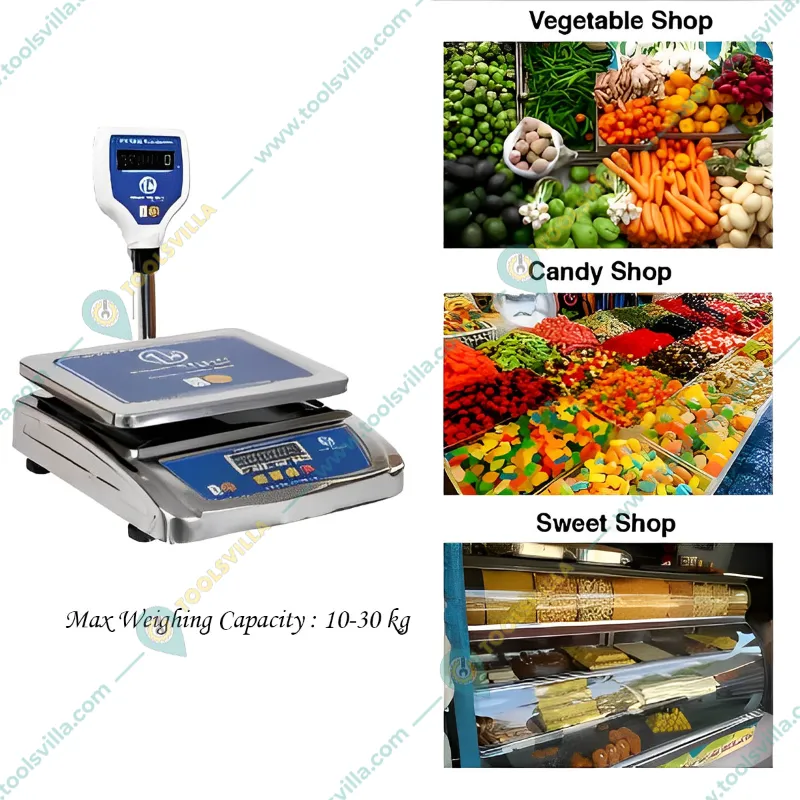 True Weight Table Top SS Digital Weighing Machine, 10/30kg Capacity (TWT-M-30 Pole) with 1-Year Warranty
