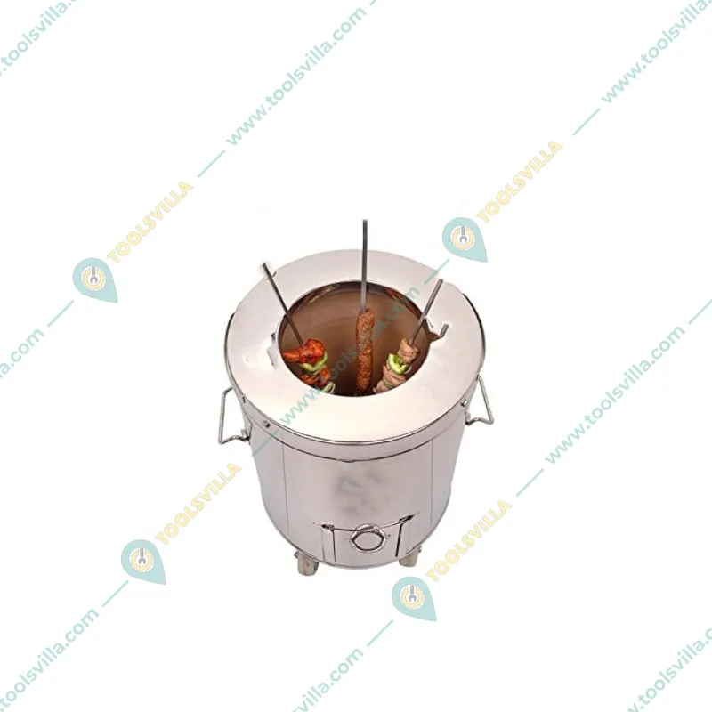  Commercial 20x29 inch Stainless Steel Charcoal Tandoor with 8 Skewers, 1 set Tandoor Skewer & Roti Gaddi