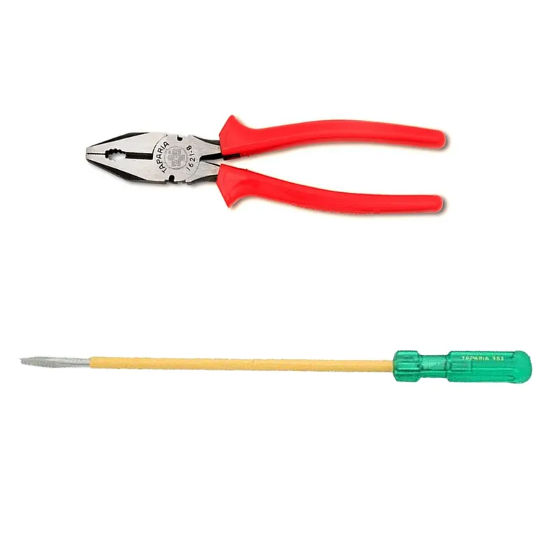 Taparia Hand Tools Combo of 8 inch (210 mm) Combination  Plier (1621-8) and Two in One Screw Driver (903 I)