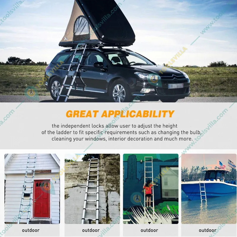 Welbuilt 14 Step 5.4 Meter (18 Ft) Portable & Compact Aluminium Telescopic Ladder | EN131 Certified