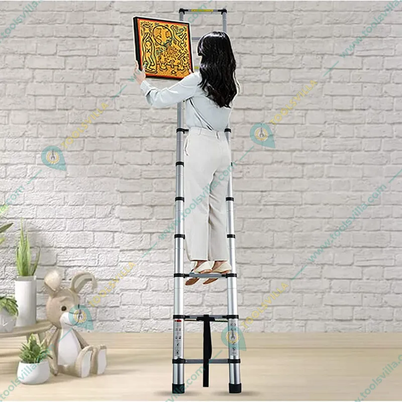 Welbuilt 14 Step 5.4 Meter (18 Ft) Portable & Compact Aluminium Telescopic Ladder | EN131 Certified