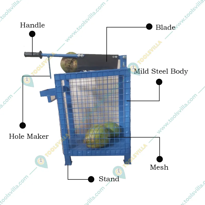 Manually Operated Tender Coconut Cutting Machine with Mesh