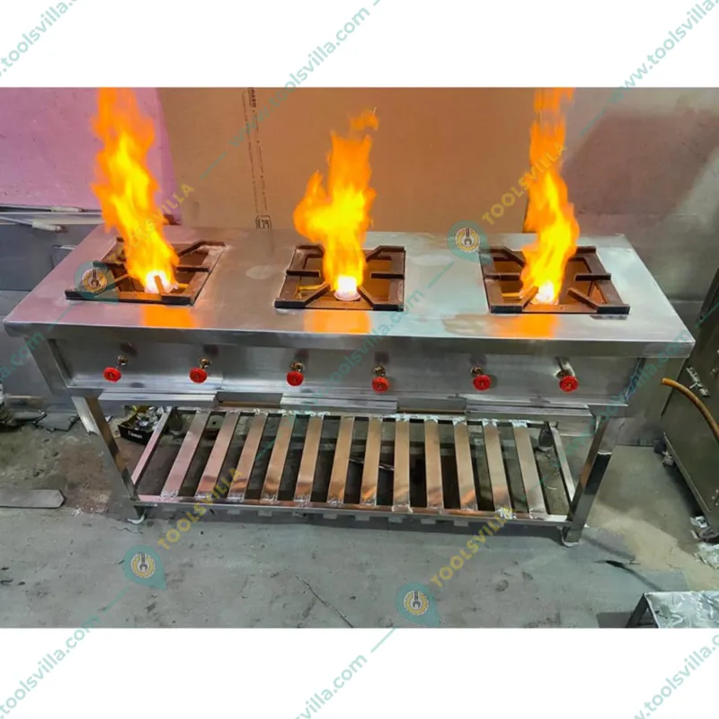  Commercial 60 x 20 Inch Stainless Steel Three Burner Range