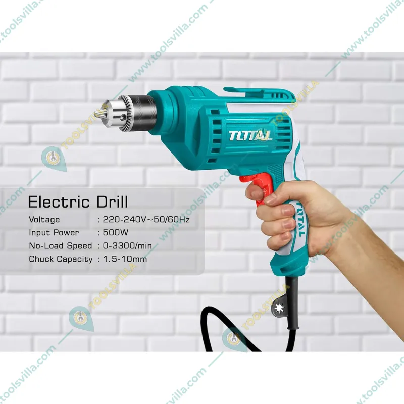 Total 10 mm 500 Watt Electric Drill, 3300 RPM (TD2051026)