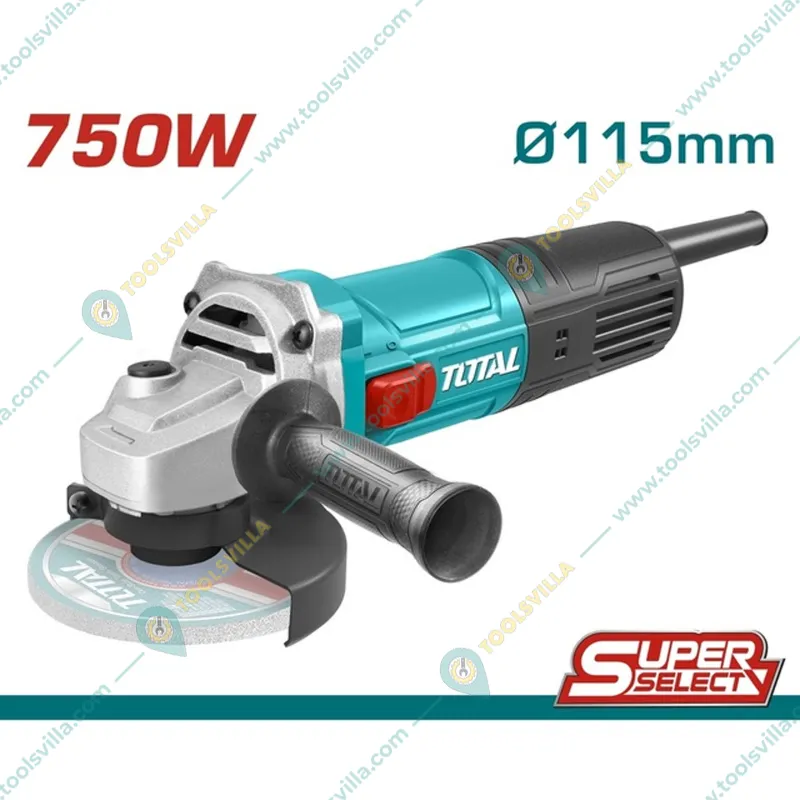 Total 115 mm 750 Watt Angle Grinder with 1 Pcs Auxiliary Handle, 12000 RPM (TG10711556)