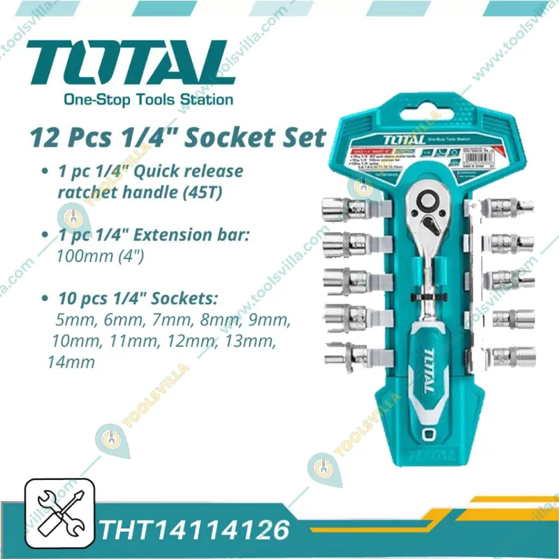 Total 12 Pcs 1/4" Socket Set (THT14114126)
