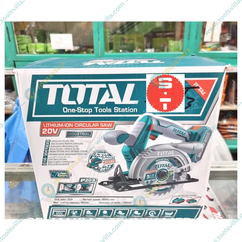 Total 140 mm 20V Lithium-Ion Circular Saw with Cutting Blade & without Battery and Charger, 3600 RPM (TSLI1401)