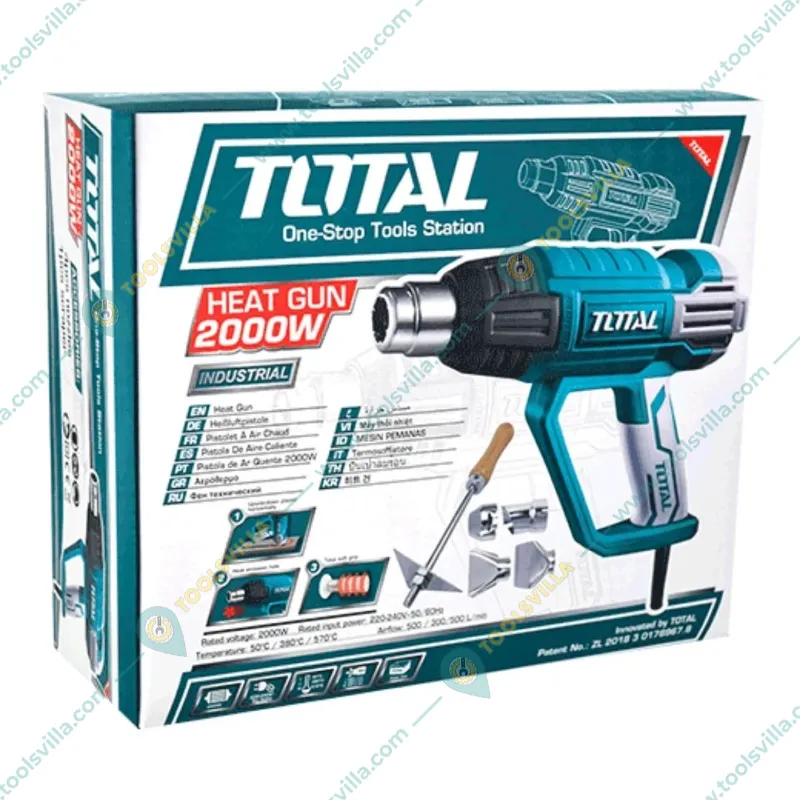 Total 2000 Watt Heat Gun or Hot Air Gun with Scraper & Nozzles (TB2006)