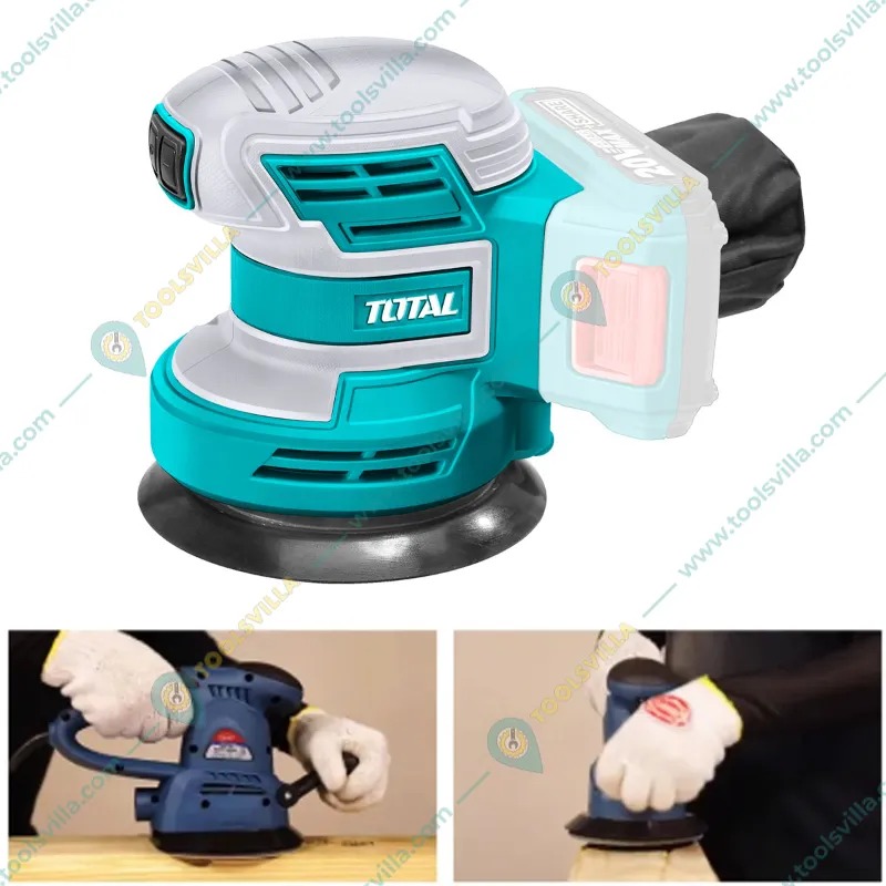 Total 20V Lithium-Ion Cordless Random Orbital Sander with 5 Pcs Sand Paper Without Battery & Charger (TROSLI2001)