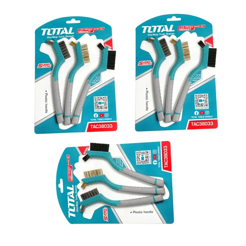 Total 3PCS Nylon Wire Brush, Brass Wire Brush, Stainless Steel wire brush Abrasive Brush Set – TAC38033 Pack of 3
