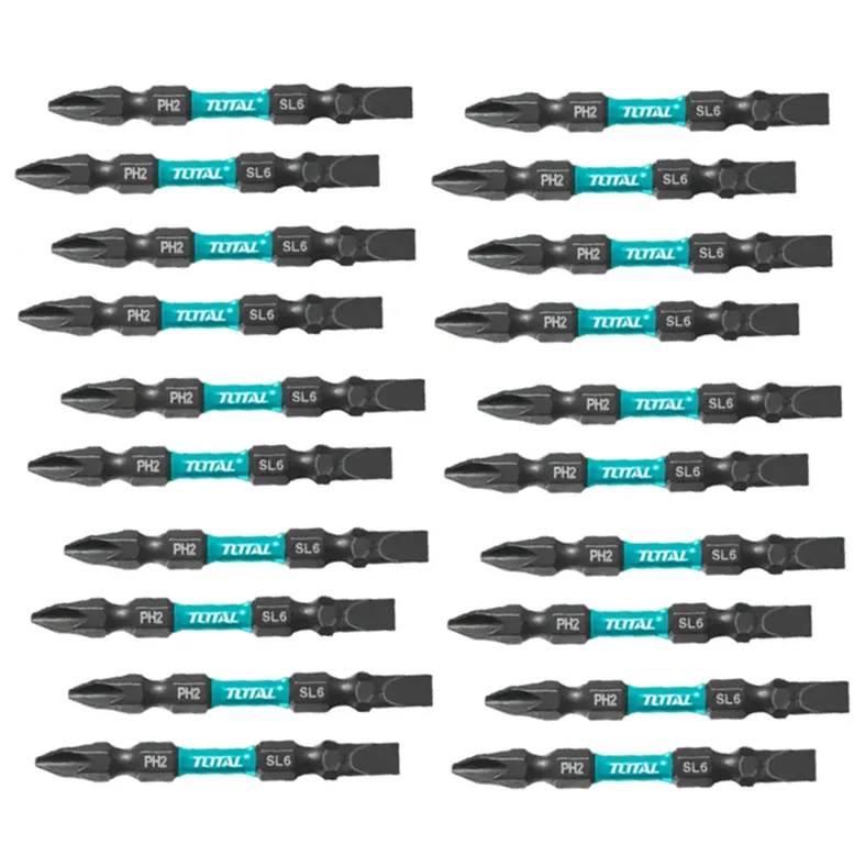 Total 65mm PH2+SL6 Impact Screwdriver Bits (TACIM72HL665) -  Pack of 10