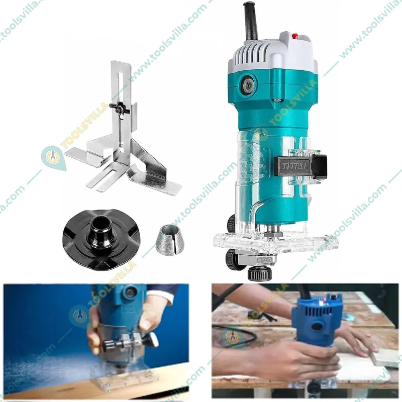 Total 6 mm 600 Watt Laminate Trimmer with Accessories, 34500 RPM (TLT6001)