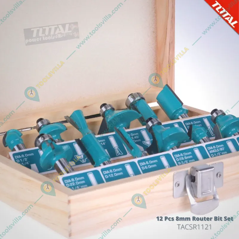 Total 8 mm 12 Pcs Router Bits Set (TACSR1121)