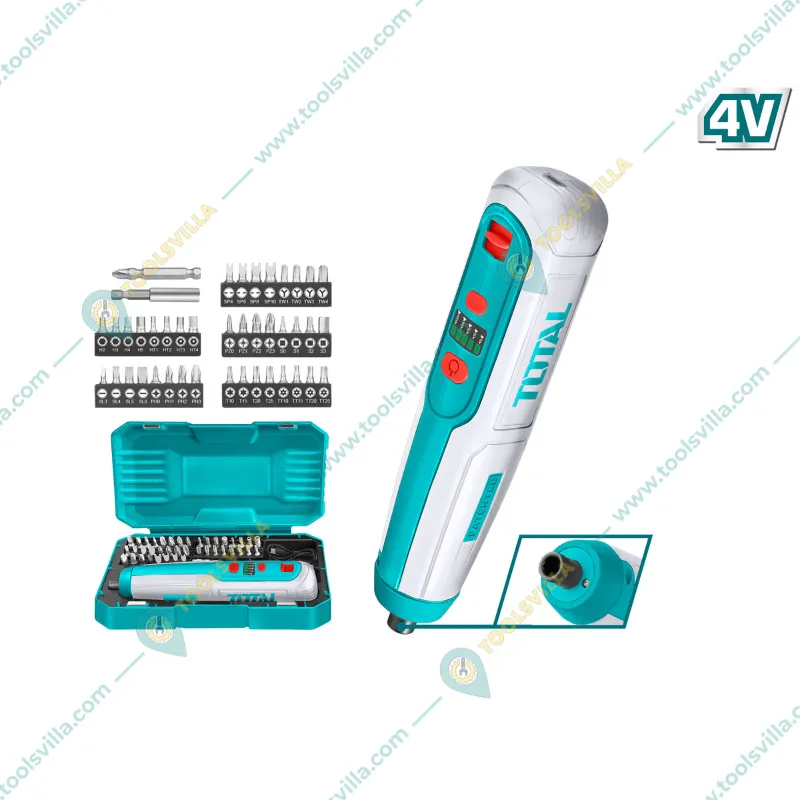 Total 1/4" Hex Shank Lithium-Ion Cordless Screwdriver with Accessories, 240 RPM (TSDLI0403)