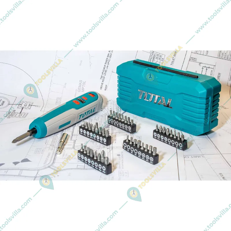 Total 1/4" Hex Shank Lithium-Ion Cordless Screwdriver with Accessories, 240 RPM (TSDLI0403)