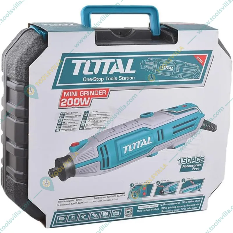 Total 3.2mm 200 Watt Mini Die Grinder With 149 Pcs Accessories, 10000-40000 RPM (TG2006)