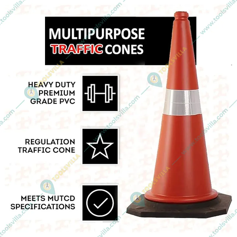 SENSE SAFETY Lightweight Traffic Cone with Reflective Bands -Perfect for Social Distancing and Road Management-Pack of 3