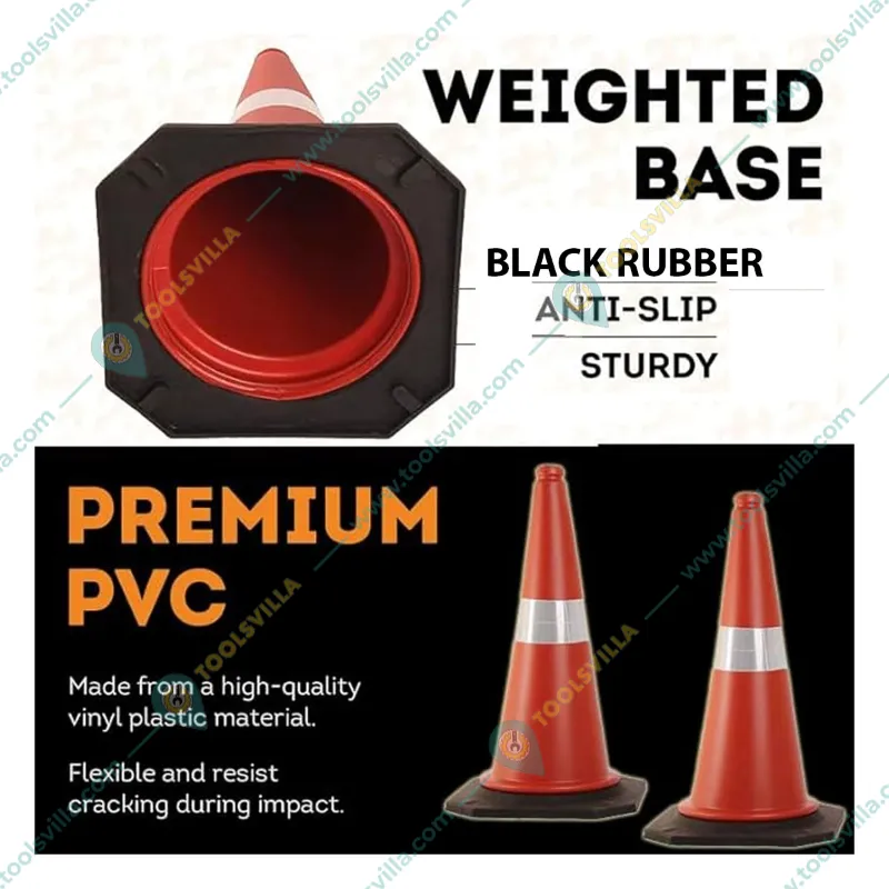 SENSE SAFETY Lightweight Traffic Cone with Reflective Bands -Perfect for Social Distancing and Road Management-Pack of 3