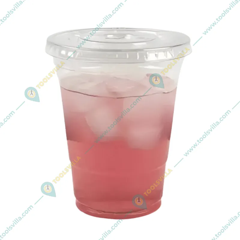 300ml Transparent Plastic Glass with Flat Lids(Pack-25 Pcs )