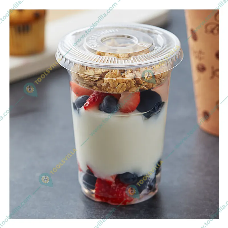 300ml Transparent Plastic Glass with Flat Lids(Pack-25 Pcs )