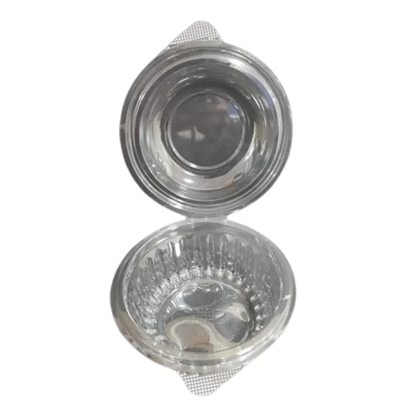 100pcs, 250ml Transparent Round Hinged Container for Dhokla, Burger and Snacks Packaging