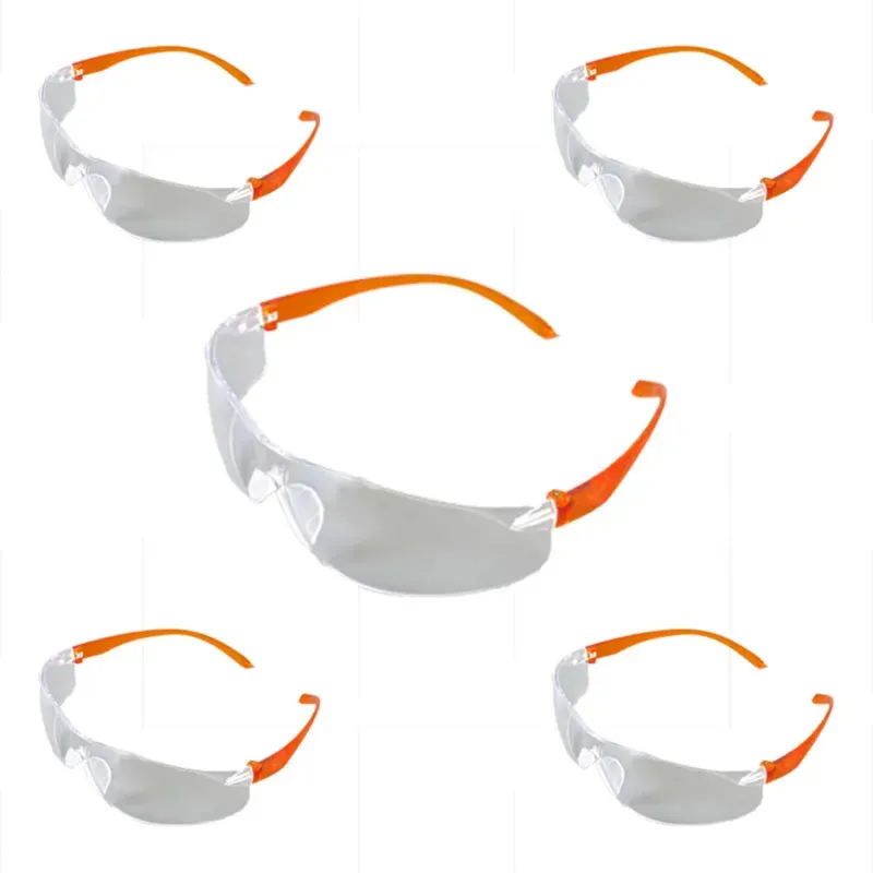 Super Safety Transparent Safety Eyewear with UV Protection(Pack-5 Pcs,Color-Orange)