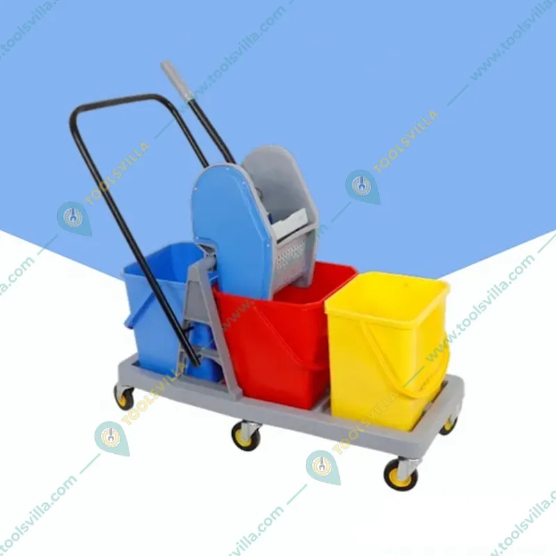 Heavy Duty 60 Liters Triple Bucket Mop Wringer Trolley