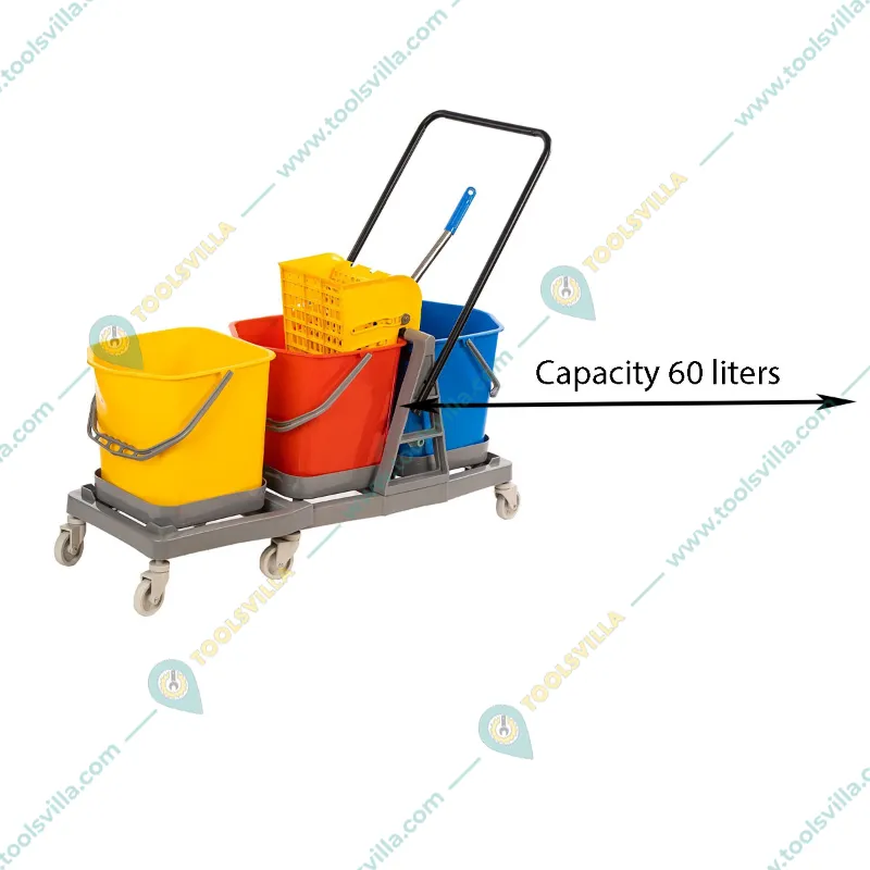 Heavy Duty 60 Liters Triple Bucket Mop Wringer Trolley