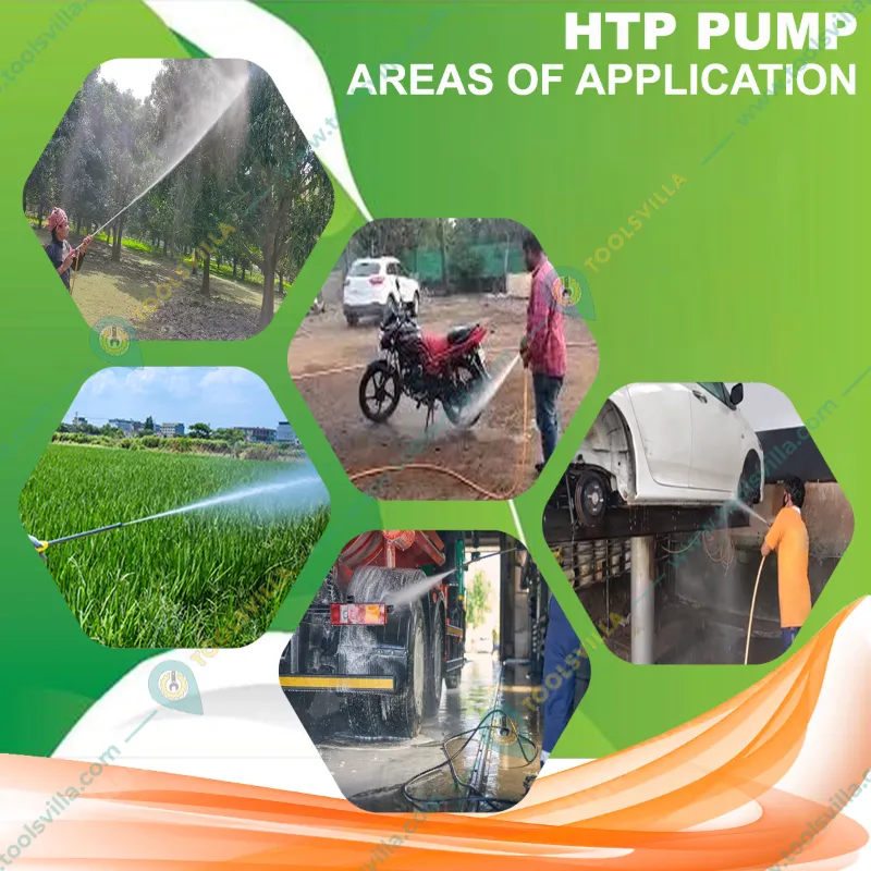 Heavy Duty Triple Piston HTP 30 Pump Set  with 6.5HP Petrol Engine