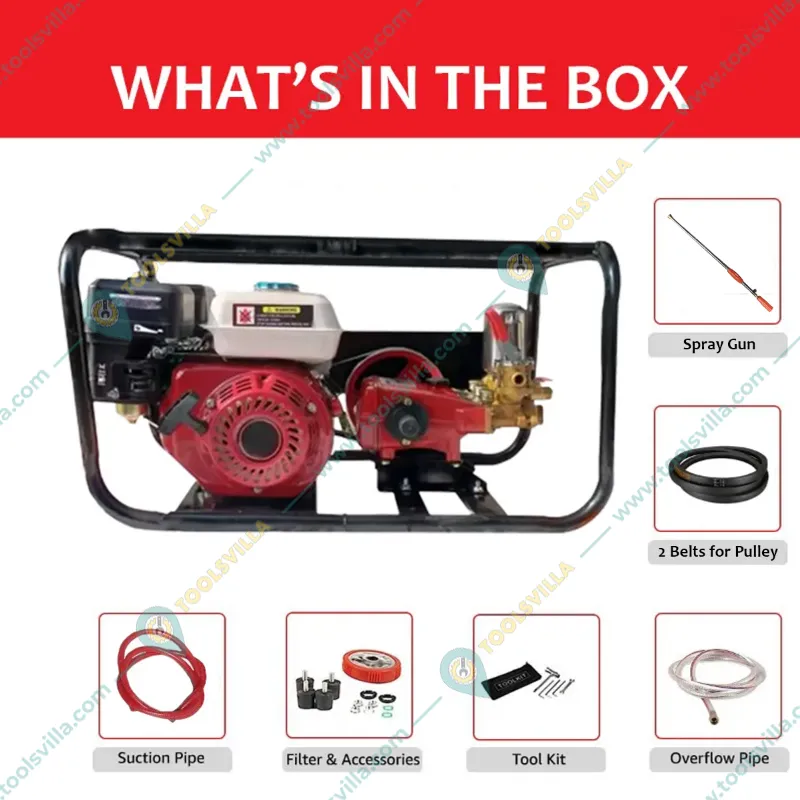 Heavy Duty Triple Piston HTP 30 Pump Set  with 6.5HP Petrol Engine