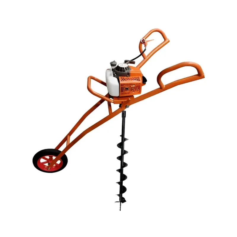Heavy Duty 63CC Single Wheel Trolley Earth Auger / Post hole digger with 4 inch Auger Bit