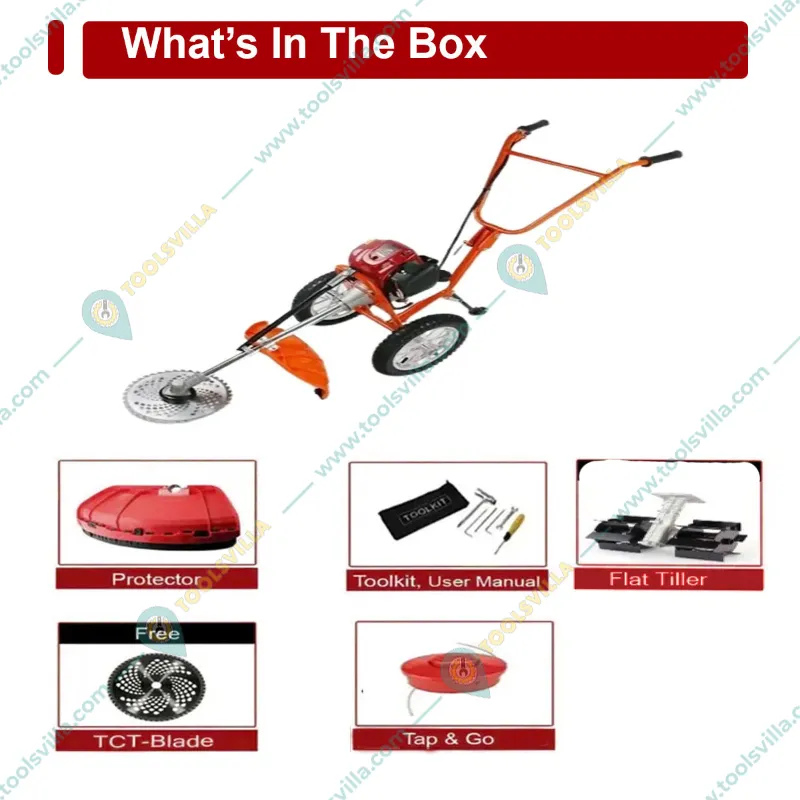 Heavy Duty Petrol Grass Cutter with 4 Stroke 35CC Engine with Flat Tiller Attachment