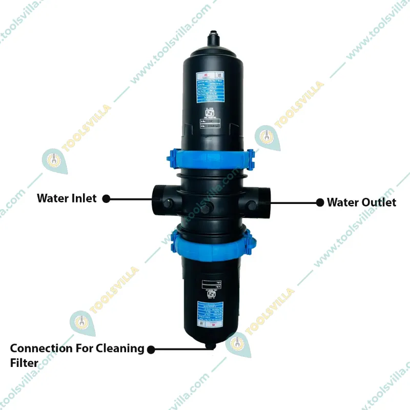 Krishi Bandhu APDFV-6080,T-Type Super Disc Double Filter 3 inch(80MM) 60M3/HR Aperture Size 120 Mesh for Drip Irrigation