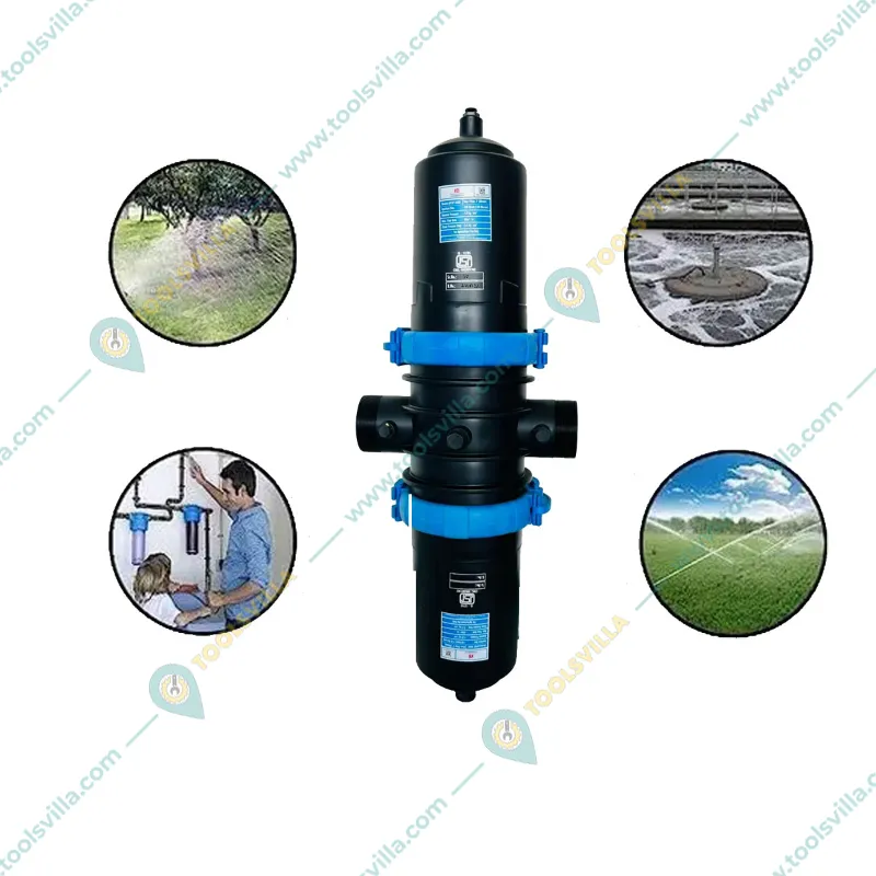 Krishi Bandhu APDFV-6080,T-Type Super Disc Double Filter 3 inch(80MM) 60M3/HR Aperture Size 120 Mesh for Drip Irrigation