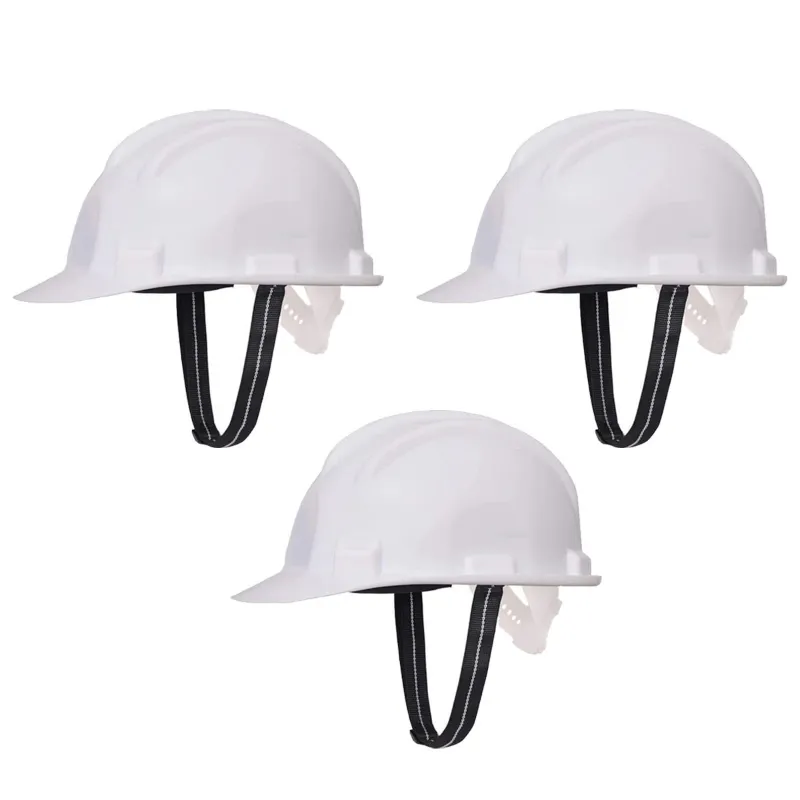 Heavy Duty Pack of 3 Safety Helmet Pin Lock Type HDPE Material, Free Size for Industrial Uses