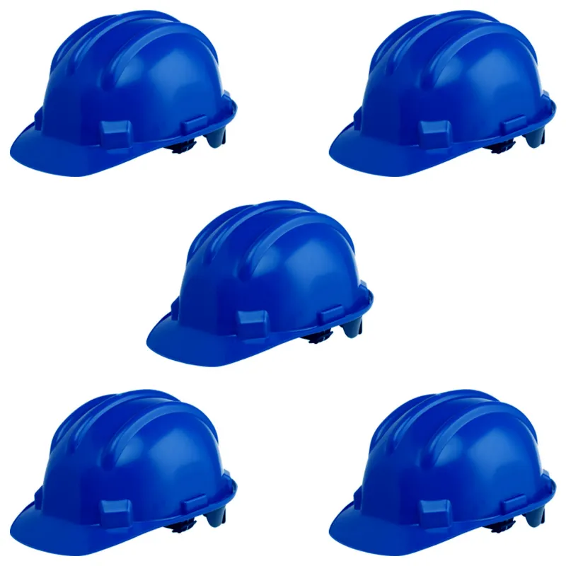 Turbo 5 Pcs Blue Colour Ratchet Safety Helmet - HDPE Material, Free Size for Industrial Uses