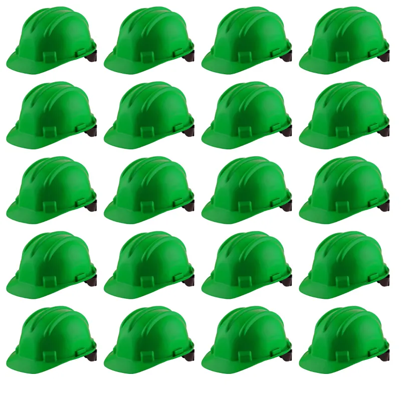 Heavy Duty Pack of 20 Ratchet Safety Helmet, Green Colour, Hard Hat For Construction and Industrial Work