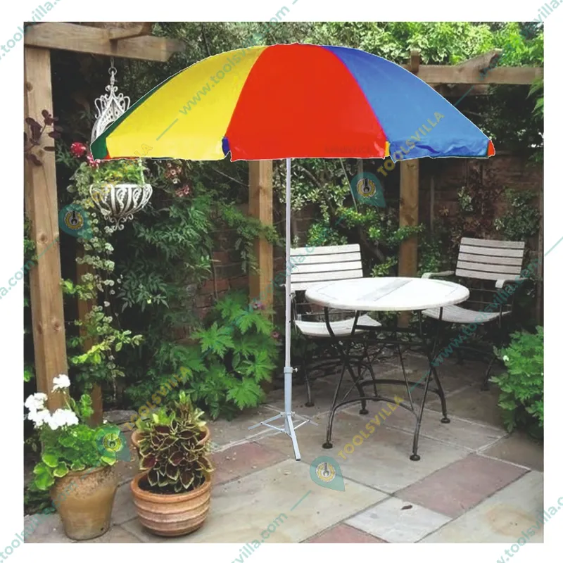 Premium Quality 6 Feet Outdoor Umbrella With Tripod Stand For Garden, Beach, Terrace (Color-Multi Color)