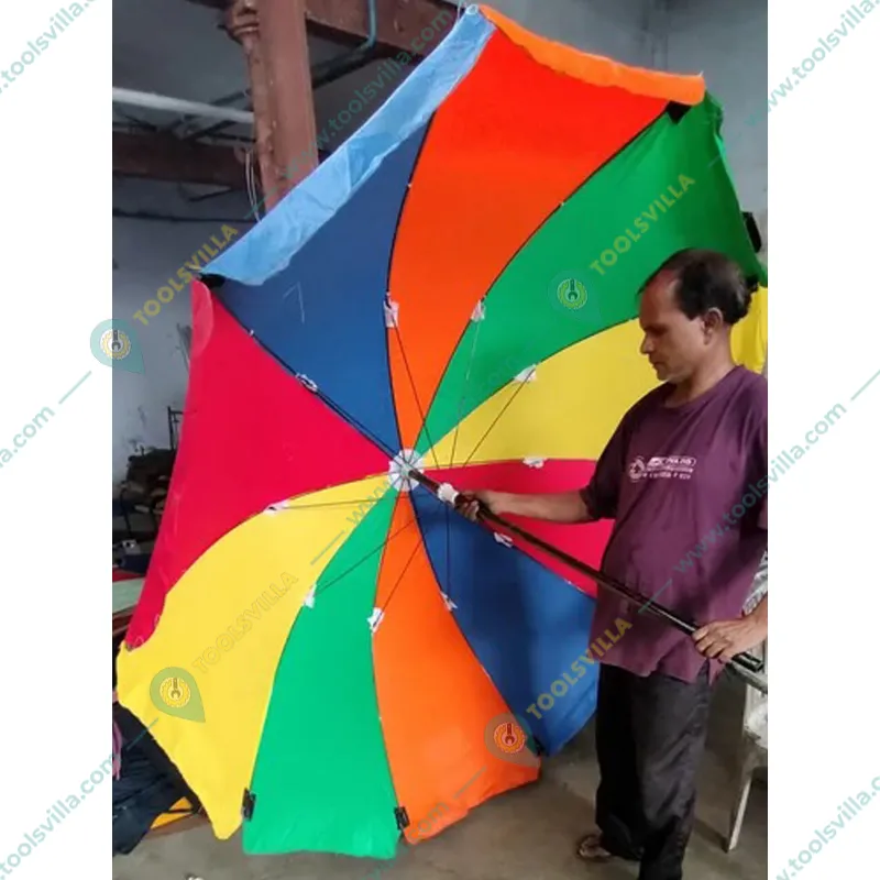 Premium Quality 6 Feet Outdoor Umbrella With Tripod Stand For Garden, Beach, Terrace (Color-Multi Color)