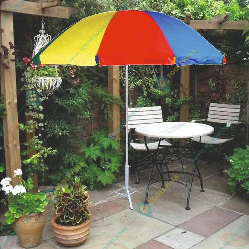 Premium Quality 6 Feet Outdoor Umbrella With Tripod Stand For Garden, Beach, Terrace (Color-Multi Color)