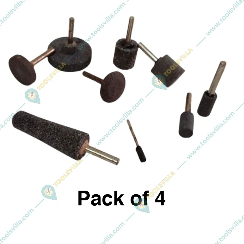 Made in India Small Mounted Wheels (Black) For Hand Grinding Machine - Pack of 4