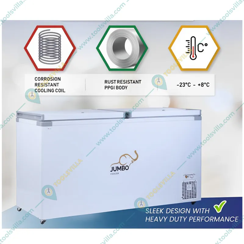 Rockwell Heavy Duty 453 Liter Double Door Convertible Deep Freezer with 4 Years Compressor Warranty