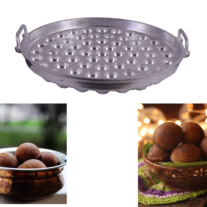 Malabar Aluminium Unniyappam Big Size kadai with handle (Chatti,Panniyaram,Paniyarrakal,guntapongadalu/appam) 61 Pit